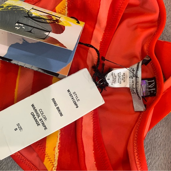 NWT Diane Von Furstenberg Andy Warhol Orange Stripe RIng Bikini Size S - Picture 4 of 6
